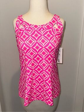 Lulu-B UPF 50+ Pink Geo-Print Sleeveless Tank Top Size S